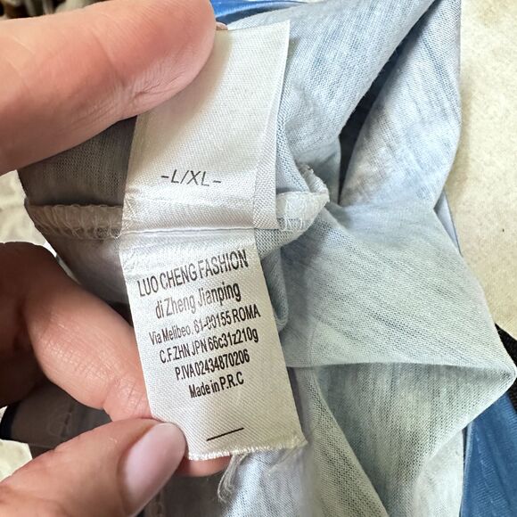 Monte Cervino Women's  Blue Butterfly Print Mini Lace Back Dress Tunic Sz L/XL - Picture 11 of 11